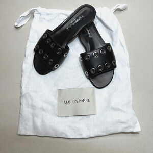 Marion Parke Black Cora Padded Leather Slide Sandal Shoes Women's 4.5-5/35 NWOB